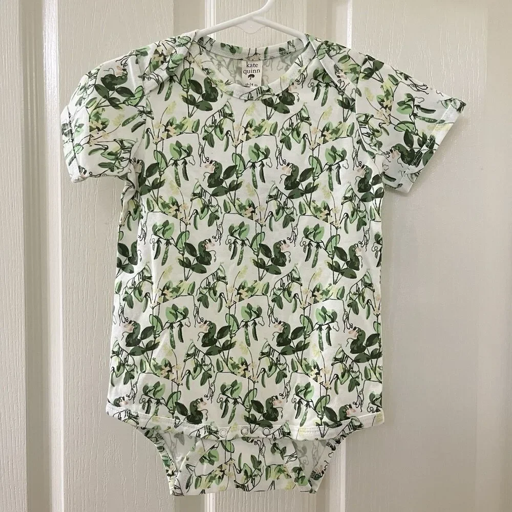 Kate Quinn Short Sleeve Lap Neck Bodysuit Sweet Pea Floral Size 18-24 Months NWT